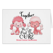 Breast Cancer Pink Poodles Together 2 Greeting Cards