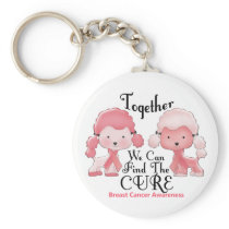Breast Cancer Pink Poodles Together 2 Keychain