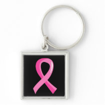 Breast Cancer Pink Ribbon 3 Key Chain