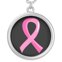 Breast Cancer Pink Ribbon 3 Personalized Necklace