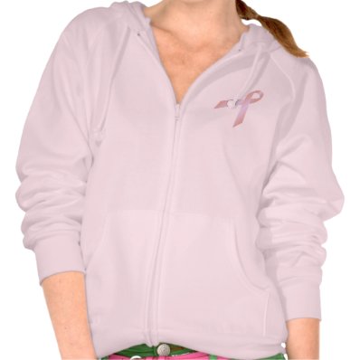 Breast Cancer Pink Ribbon Fleece Raglan Zip Hoodie