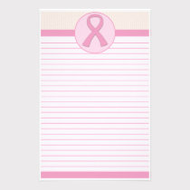 Breast Cancer Pink Ribbon Lined stationery