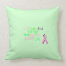 Breast Cancer Pink Ribbon Quote Pillow