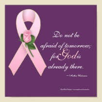 Breast Cancer Pink Ribbon w/Rose Custom Print by mrssocolov Breast Cancer Pink Ribbon w/Rose Custom Print