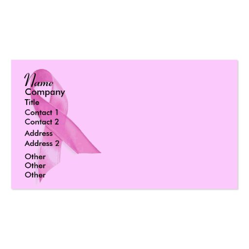 Breast Cancer Ribbon Business Cards (front side)