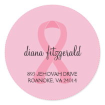Breast Cancer Ribbon Custom Round Address Label Round Sticker