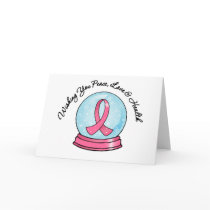 Breast Cancer Ribbon Merry Christmas Snowglobe cards