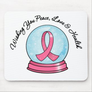 Breast Cancer Ribbon Merry Christmas Snowglobe mousepad