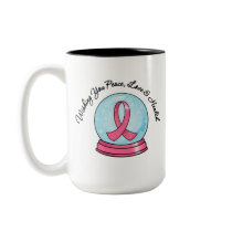Breast Cancer Ribbon Merry Christmas Snowglobe mugs by giftsforawareness Breast Cancer Ribbon Merry Christmas Snowglobe mugs