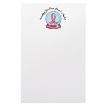 Breast Cancer Ribbon Merry Christmas Snowglobe stationery