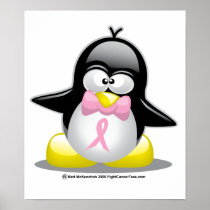 Breast Cancer Ribbon Penguin Poster