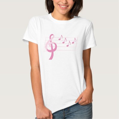 Breast Cancer Ribbon Shaped as Music Clef Shirt