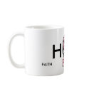 breast cancer ribbon transparent, HOPE, COURAGE... mugs