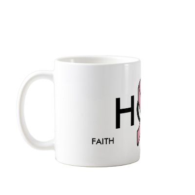 breast cancer ribbon transparent, HOPE, COURAGE... Mug by shaune23