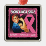 Breast Cancer Rosie Riveter - Fight Like a Girl Christmas Tree Ornament