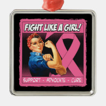 Breast Cancer Rosie Riveter - Fight Like a Girl Christmas Tree Ornament