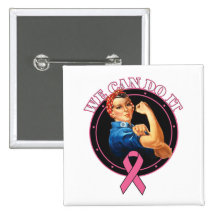 Breast Cancer - Rosie The Riveter - We Can Do It Pinback Button