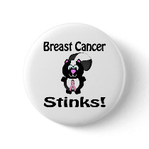 Breast Cancer Stinks Skunk Awareness Design Pin