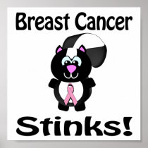 Breast Cancer Stinks Skunk Awareness Design Posters