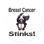 Breast Cancer Stinks Skunk Awareness Design Round Stickers