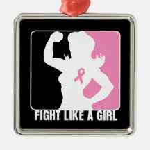 Breast Cancer Strength Fight Like A Girl Christmas Ornament