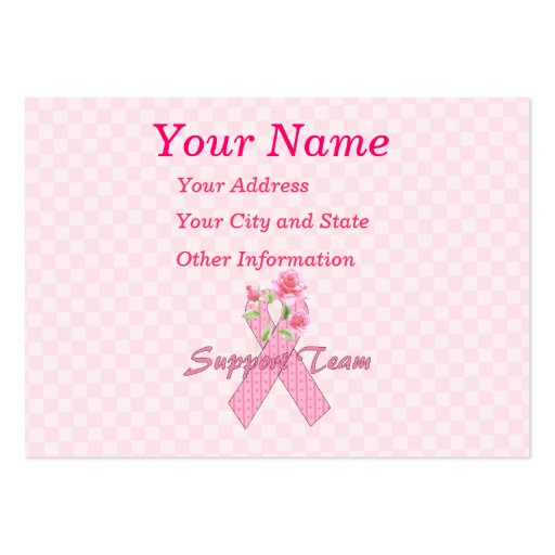 Breast Cancer Support Team Business Cards (front side)
