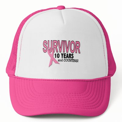 Breast Cancer on Breast Cancer Survivor 10 Years Counting Trucker Hat From Zazzle Com