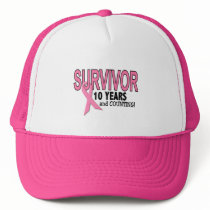 BREAST CANCER SURVIVOR 10 Years & Counting hats by awarenessgifts BREAST CANCER SURVIVOR 10 Years & Counting hats