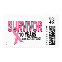 BREAST CANCER SURVIVOR 10 Years & Counting Stamps