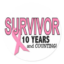 BREAST CANCER SURVIVOR 10 Years & Counting Stickers