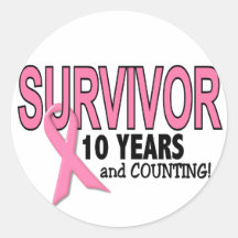 BREAST CANCER SURVIVOR 10 Years & Counting Stickers