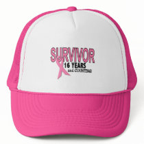 BREAST CANCER SURVIVOR 16 Years & Counting hats by awarenessgifts BREAST CANCER SURVIVOR 16 Years & Counting hats