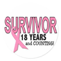 BREAST CANCER SURVIVOR 18 Years & Counting Sticker