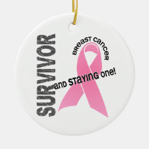 BREAST CANCER Survivor 1 Christmas Tree Ornaments