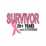 BREAST CANCER SURVIVOR 20+ Years & Counting t-shirts