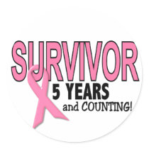 BREAST CANCER SURVIVOR 5 Years & Counting stickers by awarenessgifts BREAST CANCER SURVIVOR 5 Years & Counting stickers