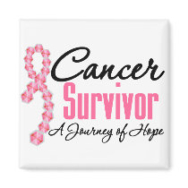 Breast Cancer Survivor Awareness Journey Ribbon magnets