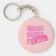 Breast Cancer Survivor Button Keychain