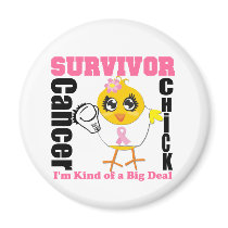 Breast Cancer Survivor Chick Ribbon Fridge Magnets