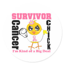 Breast Cancer Survivor Chick Ribbon Round Sticker