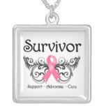 Breast Cancer Survivor Deco Ribbon necklaces