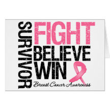 Breast Cancer Survivor Fight Believe Win Motto Cards