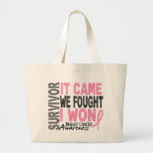 Breast Cancer Survivor It Came We Fought I Won Tote Bags