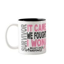 Breast Cancer Survivor It Came We Fought I Won mugs by awarenessgifts Breast Cancer Survivor It Came We Fought I Won mugs