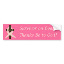 Breast Cancer Survivor On Board Bumper Sticker bumper stickers