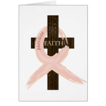 Breast Cancer Survivor Pink Ribbon-Cross of Faith Greeting Cards