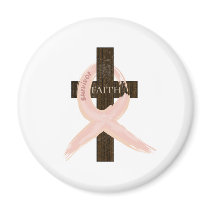 Breast Cancer Survivor Pink Ribbon-Cross of Faith magnets