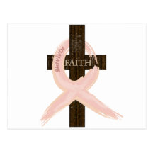 Breast Cancer Survivor Pink Ribbon-Cross of Faith Postcard