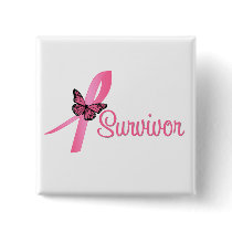 Breast Cancer Survivor Ribbon buttons
