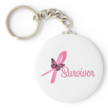 Breast Cancer Survivor Ribbon Keychain